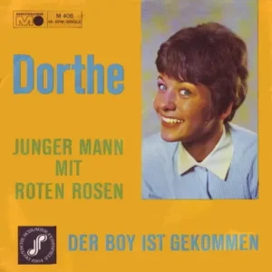 Dorthe - Junger Mann mit roten Rosen (AK)