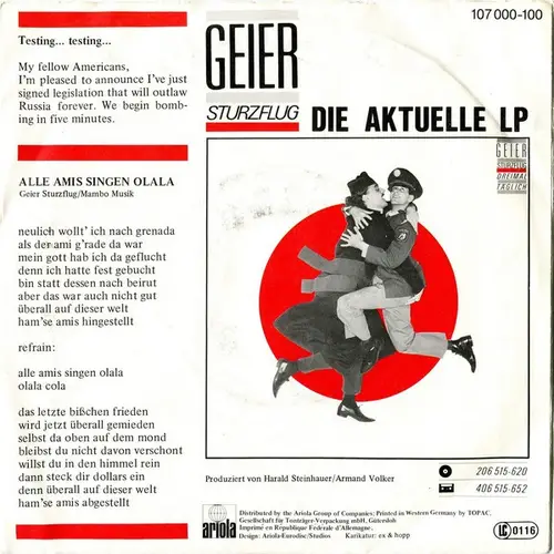 Geier Sturzflug - Alle Amis singen olala (AK) – Bild 2