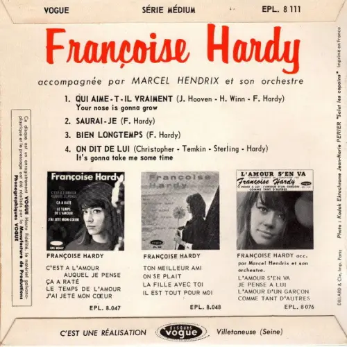 Hardy Françoise - Qui aime t'il vraiment (nur Cover - EP-FR) – Bild 2