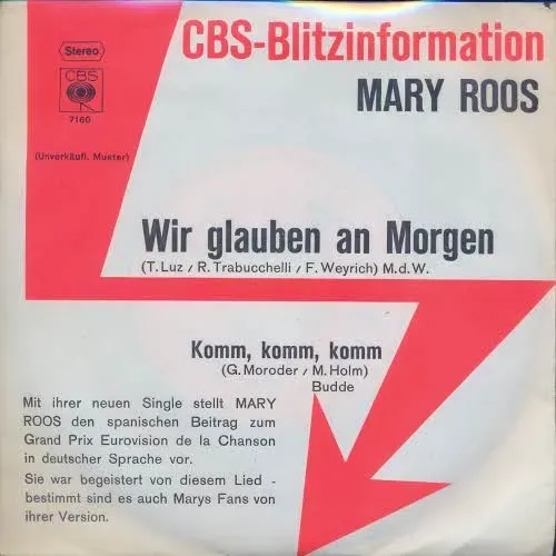 Roos Mary - Wir glauben an morgen (nur Cover)