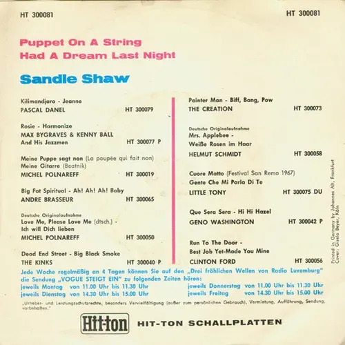 Shaw Sandie - Puppet on a string (nur Cover) – Bild 2