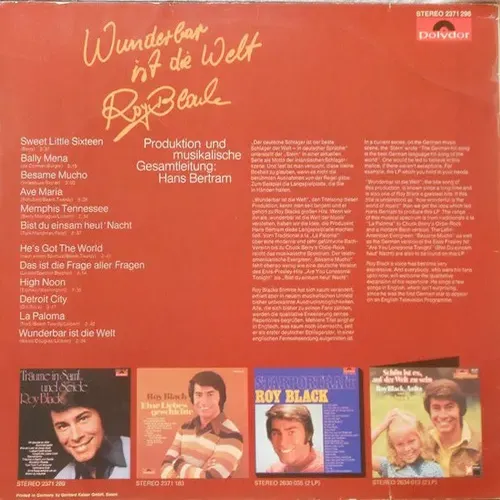 Black Roy - Wunderbar ist die Welt (LP) – Bild 2