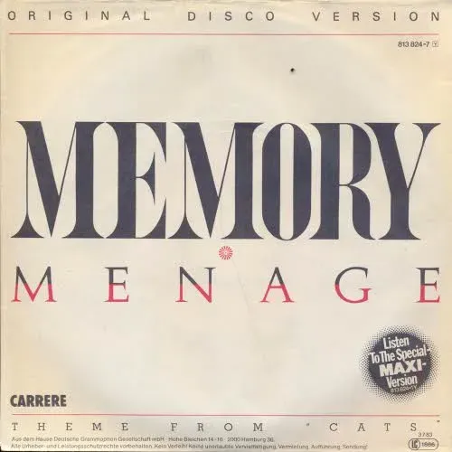Menage - Memory (Theme from the Musical Cats) (nur Cover)