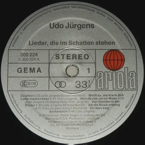 Jürgens Udo - Lieder, die im Schatten stehen (RE-Doppel-LP) – Bild 3