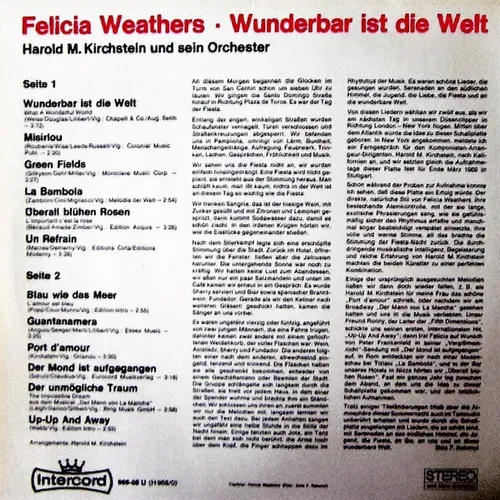 Weathers Felicia - Wunderbar ist die Welt (LP) – Bild 2