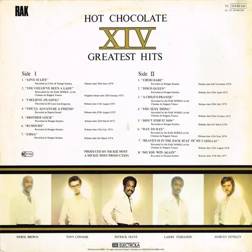 Hot Chocolate - XIV Greatest Hits (LP-RI) – Bild 2