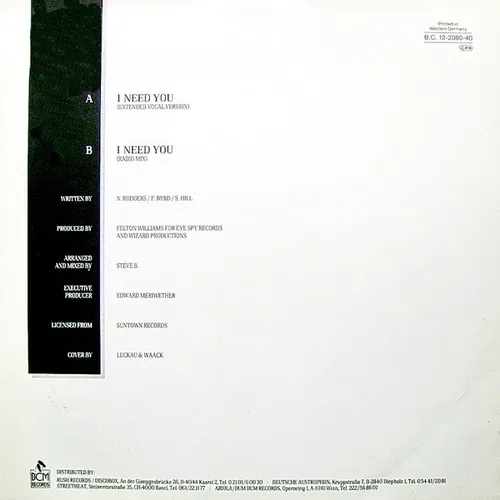 B.V.S.M.P. - I need you (Maxi-Single - AK) – Bild 2