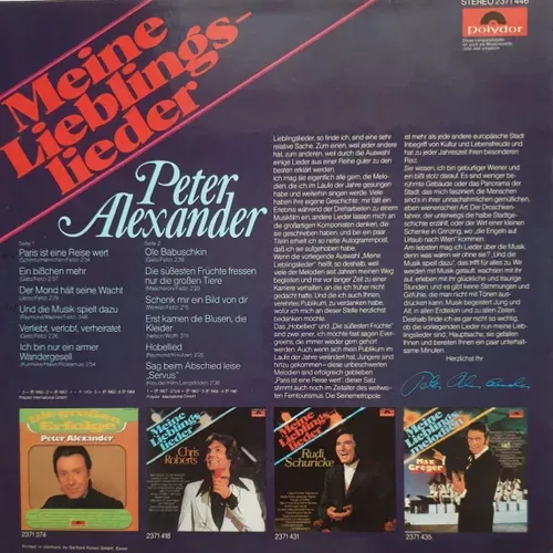 Alexander Peter - Meine Lieblingslieder (LP) – Bild 2