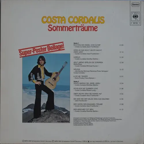 Cordalis Costa - Sommerträume (LP) – Bild 2