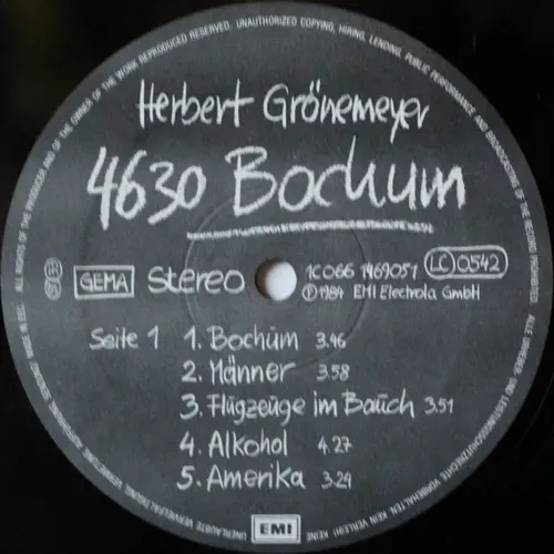 Grönemeyer Herbert - 4630 Bochum (LP) – Bild 3