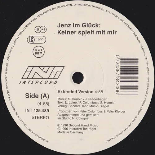 Jenz im Glück - Keiner spielt mit mir (Maxi-Single)