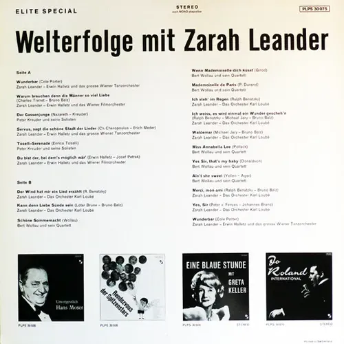 Leander Zarah - Welterfolge mit Zarah Leander (LP) – Bild 2