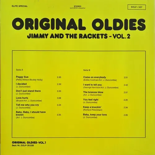 Jimmy and Rackets - Original Oldies Vol.2 (LP) – Bild 2