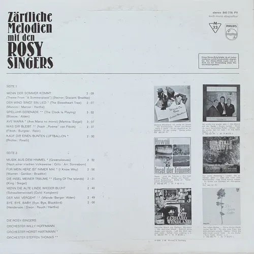 Rosy Singers - Zärtliche Melodien (LP) – Bild 2