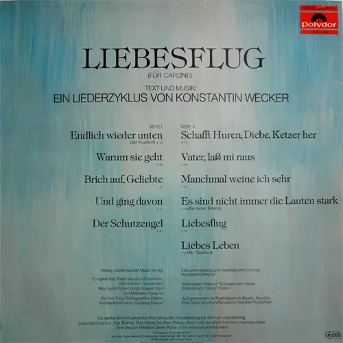 Wecker Konstantin - Liebesflug (LP) – Bild 2