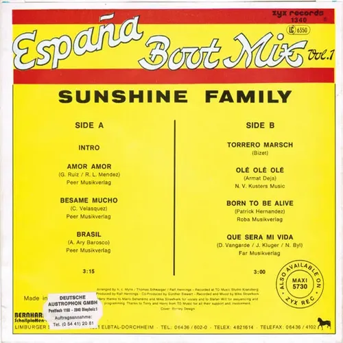 Sunshine Family - Espana Boot Mix Vol.1 (nur Cover) – Bild 2
