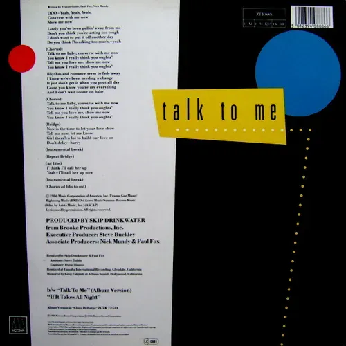 De Barge Chico - Talk to me (Maxi-Single) – Bild 2