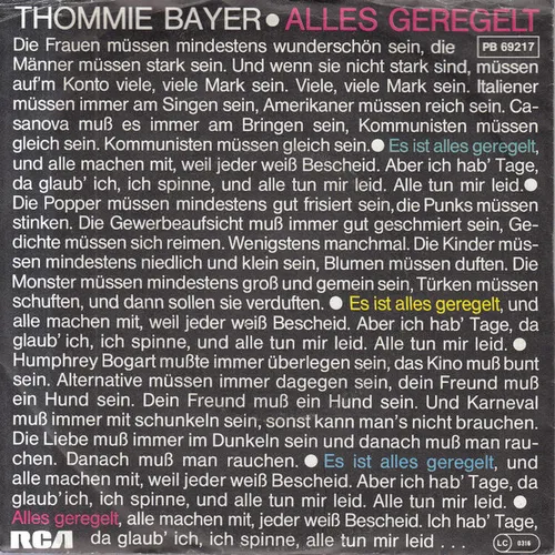 Bayer Thommie - Alles geregelt