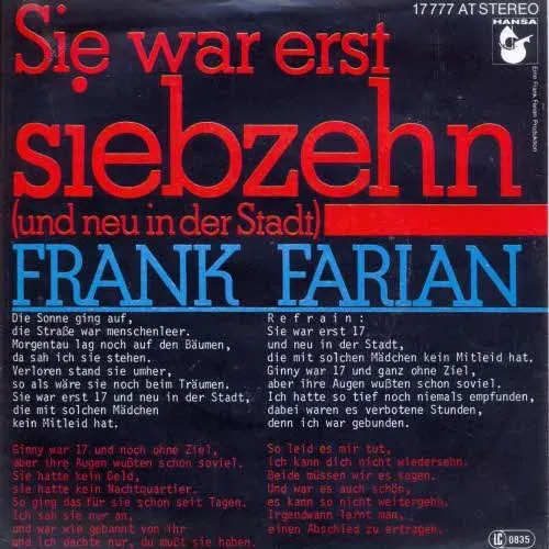 Farian Frank - Sie war erst siebzehn (nur Cover)