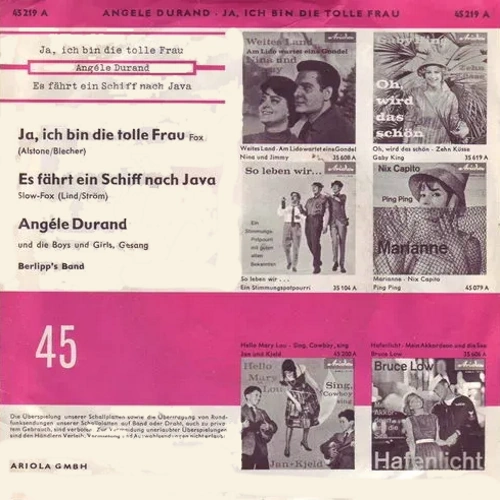 Durand Angele - Ja, ich bin die tolle Frau (nur Cover) – Bild 2