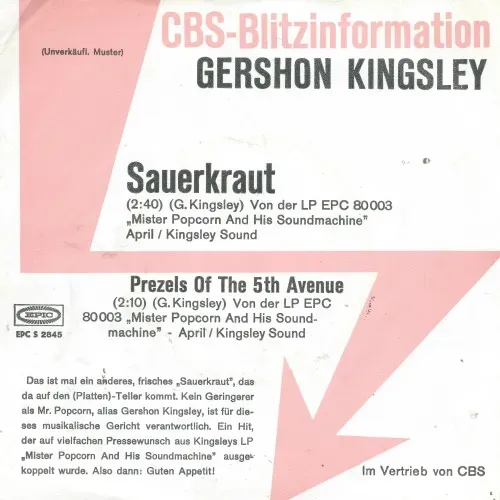 Kingsley Gershon - Sauerkraut (weisse PROMO)