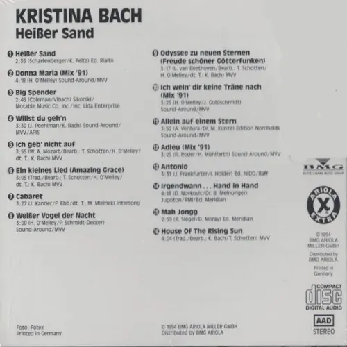 Bach Kristina - Heisser Sand (CD) – Bild 2
