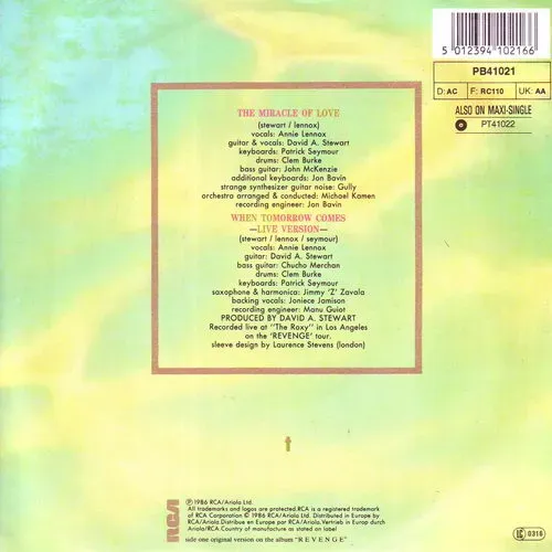 Eurythmics - The miracle of love – Bild 2