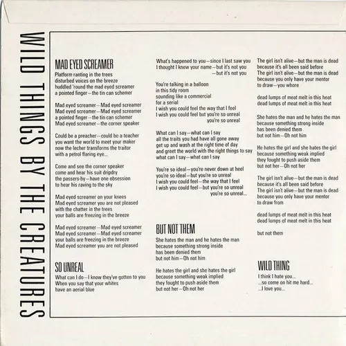 Creatures - Wild Things by the Creatures (EP-UK (nur Cover) – Bild 3