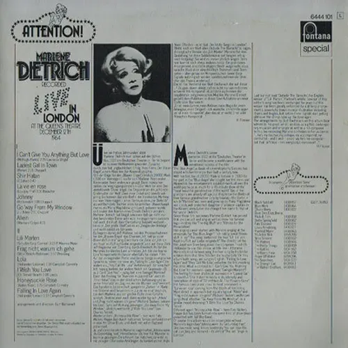 Dietrich Marlene - In London (LP) – Bild 2
