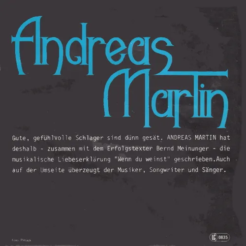 Martin Andreas - Wenn du weinst (nur Cover) – Bild 2