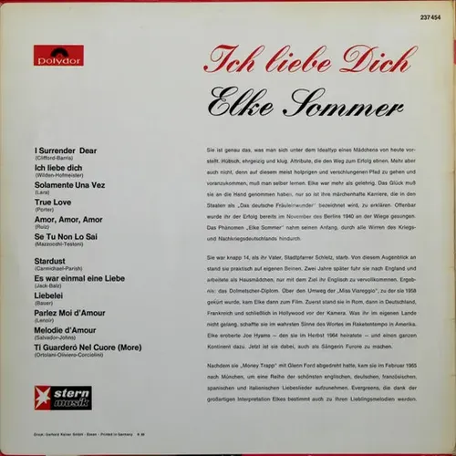 Sommer Elke - Ich liebe Dich (LP) – Bild 2