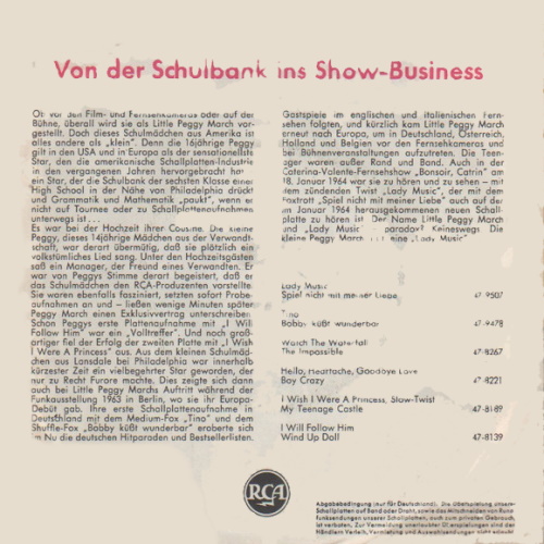 Little Peggy March - Mit 17 hat man noch Träume (diff. Cover - gelb) – Bild 2