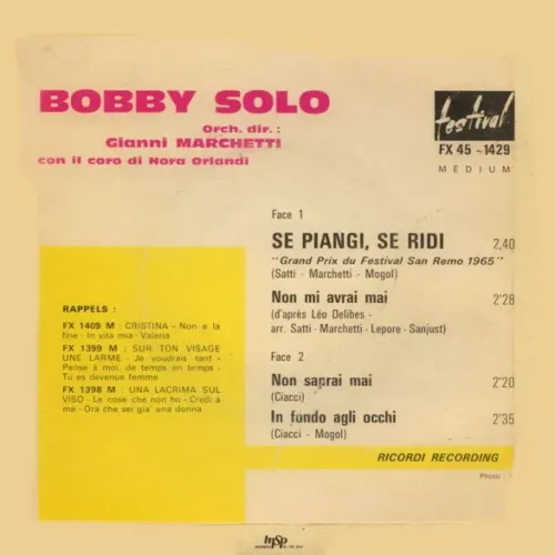 Solo Bobby - Se piangi, se ridi (EP-FR) – Bild 2