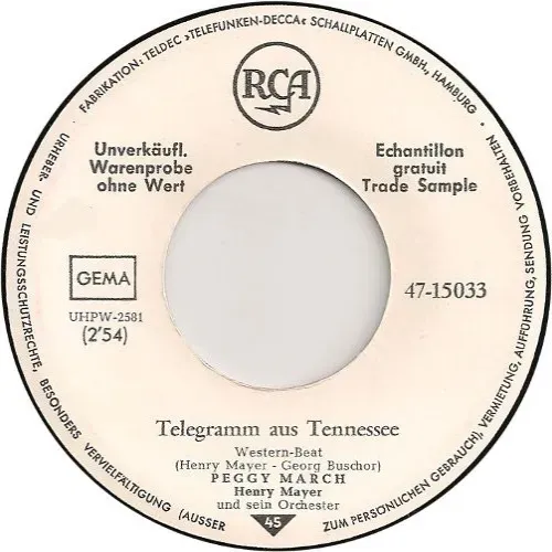 March Peggy - Telegramm aus Tennessee (weisse PROMO) – Bild 2