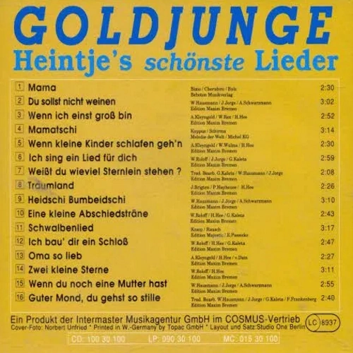 Heintje - Goldjunge - Heintje's schönste Lieder (CD) – Bild 2
