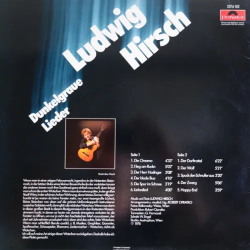 Hirsch Ludwig - Dunkelgraue Lieder (LP) – Bild 2