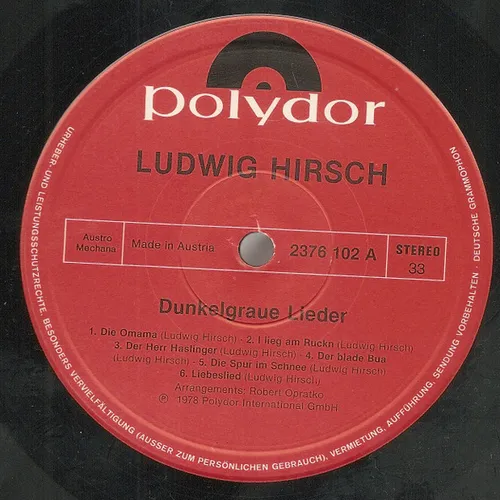 Hirsch Ludwig - Dunkelgraue Lieder (LP) – Bild 3