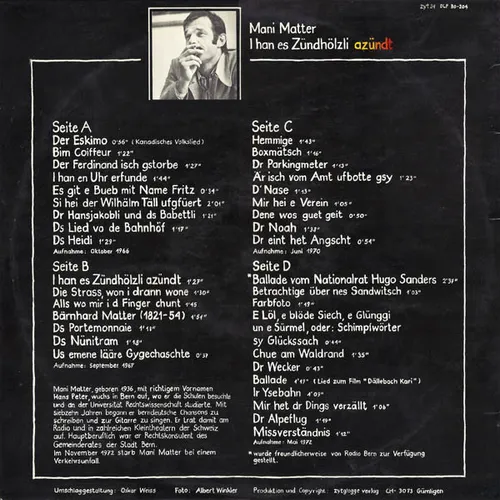 Matter Mani - I han es Zündhölzli azündt (2 x LP) – Bild 2