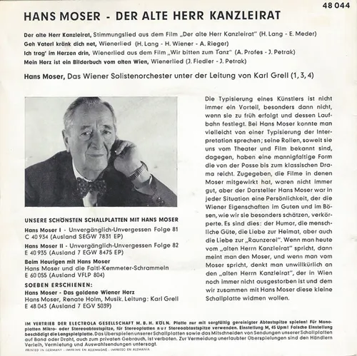 Moser Hans - Der alte Herr Kanzleirat (EP) – Bild 2