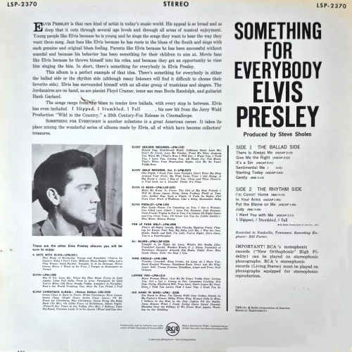 Presley Elvis - Something for everybody (LP-RI) – Bild 2