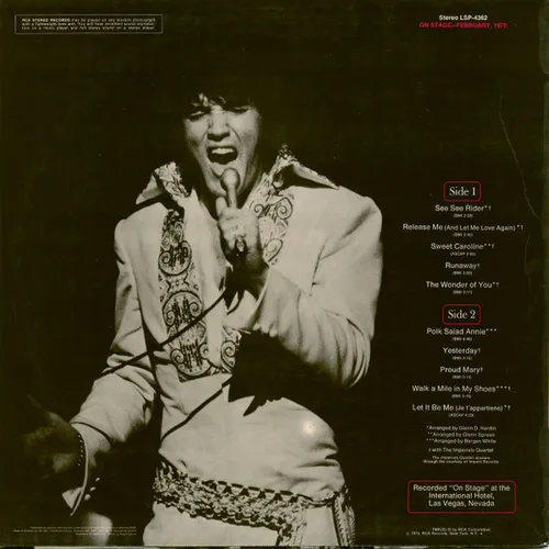 Presley Elvis - On stage, February 1970 (LP) – Bild 2