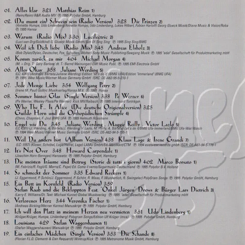 Various Artists - Sahnestücke 95 - Die besten deutschen Hits des Jahres (2 x CD) – Bild 3