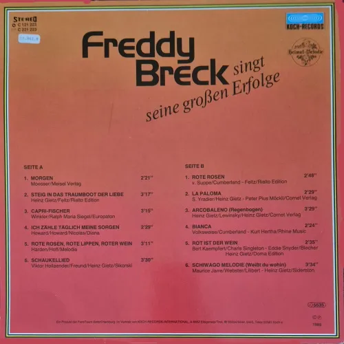 Breck Freddy - singt seine grossen Erfolge (LP-AT-diff. Cover) – Bild 2