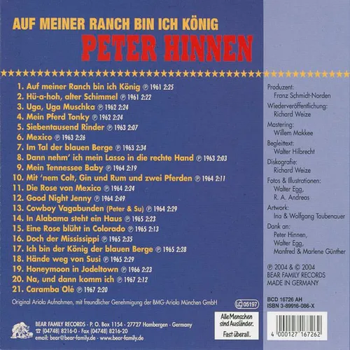 Hinnen Peter - Auf meiner Ranch bin ich König (CD - Bear Family) – Bild 2