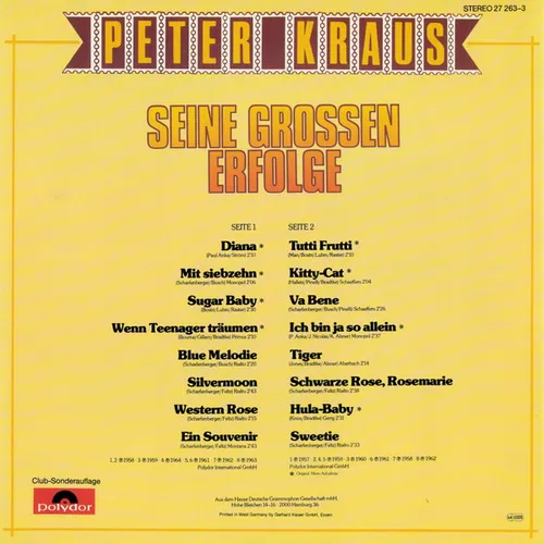 Kraus Peter - Seine grossen Erfolge (LP) – Bild 2