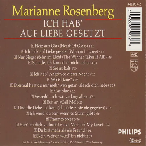 Rosenberg Marianne - Ich hab' auf Liebe gesetzt (CD) – Bild 2