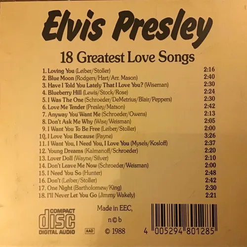 Presley Elvis - 18 Greatest Love Songs (CD) – Bild 2