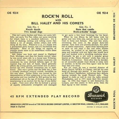 Haley Bill & His Comets - Rock'n Roll (EP-UK) – Bild 2