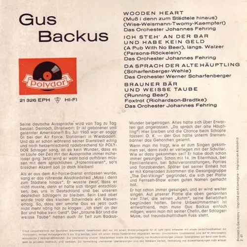Backus Gus - Wooden heart (EP) – Bild 2