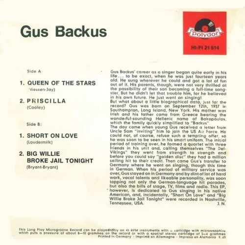 Backus Gus - Queen of the stars (EP) – Bild 2